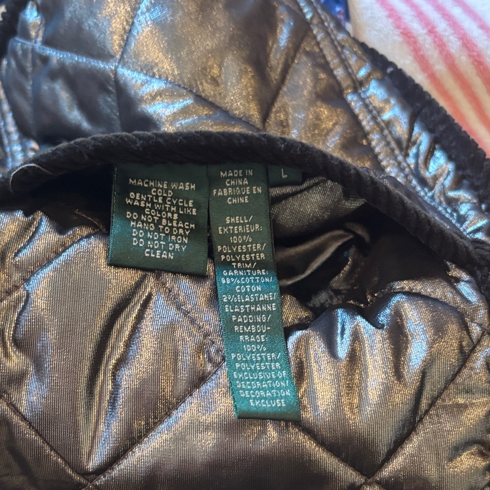 Ralph Lauren Reversible Black/Silver Quilted Vest - Picture 4 of 4